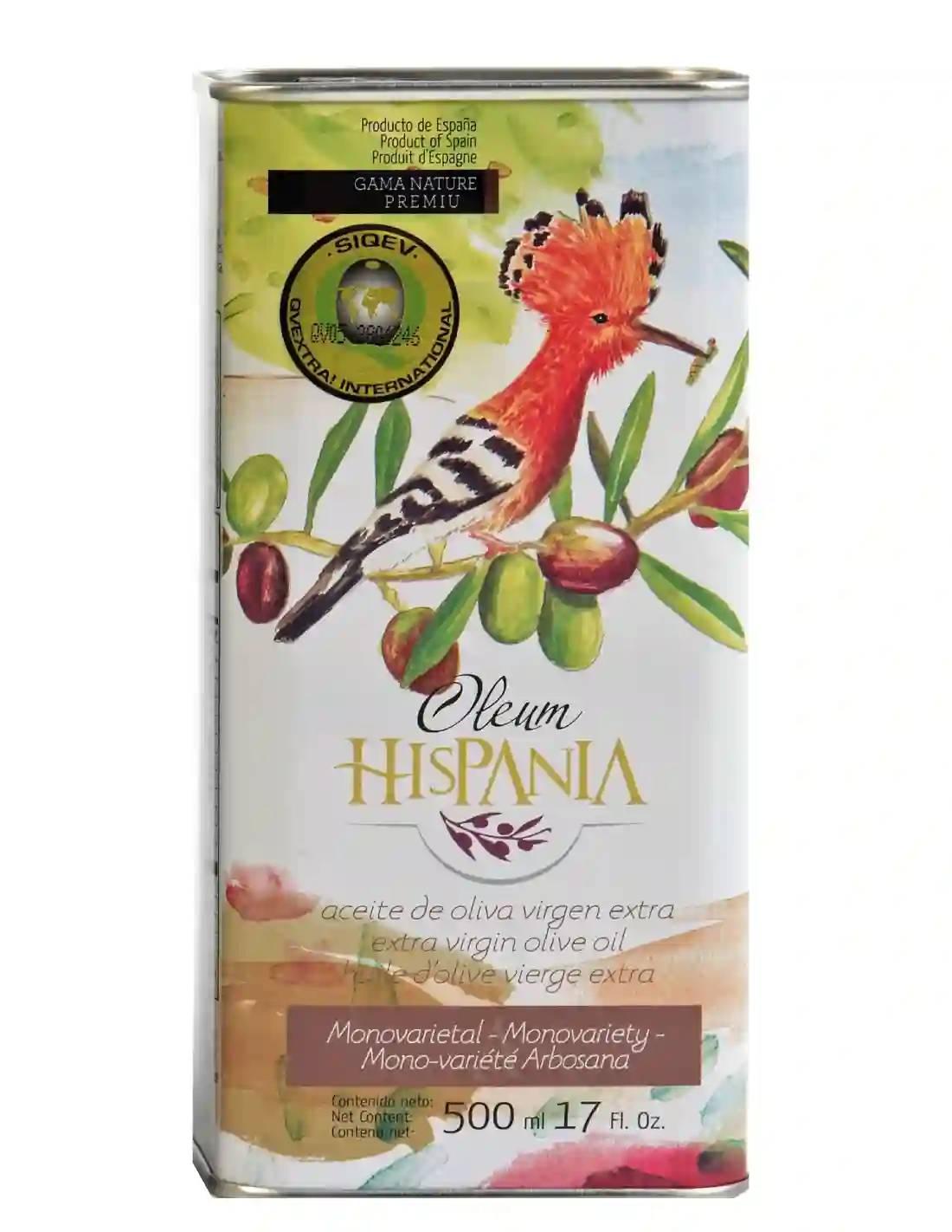Oleum Hispania Nature Premium Arbosana - Lata 500 ml.