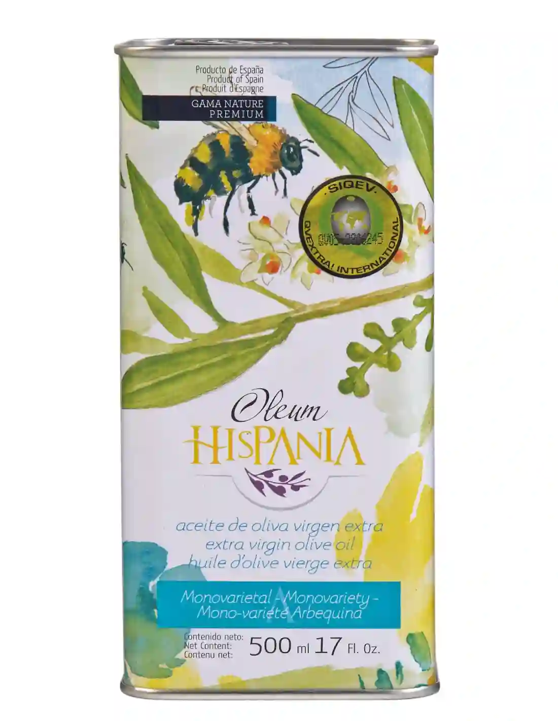 18x Oleum Hispania Nature Premium Arbequina - Lata 500 ml.