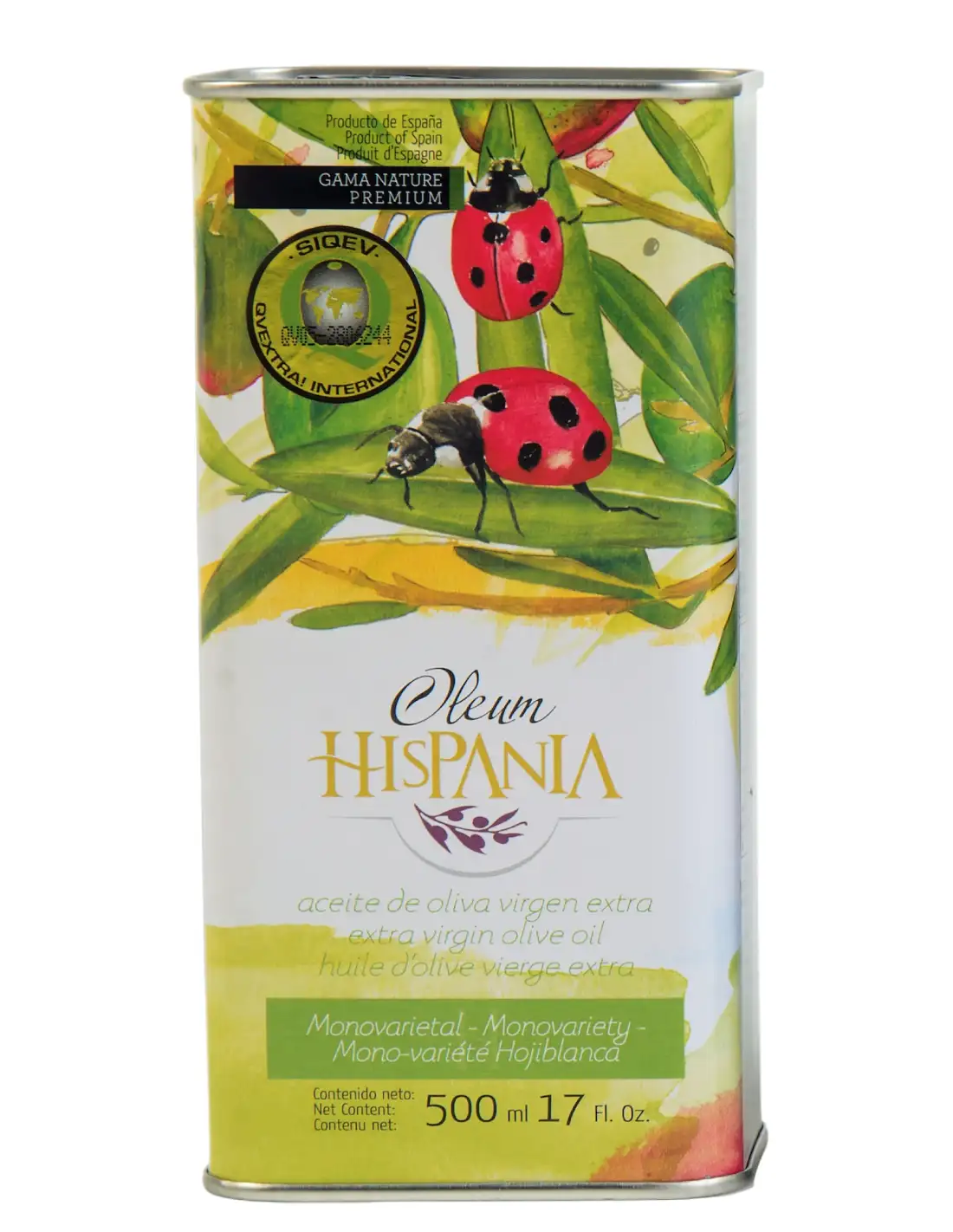 18x Oleum Hispania Nature Premium Hojiblanca - Lata 500 ml.