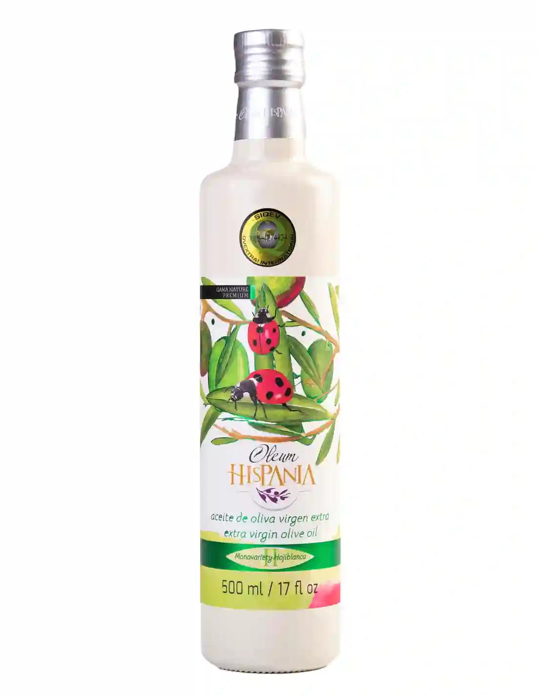 8x Oleum Hispania Nature Premium Hojiblanca - Botella de Vidrio 500 ml.