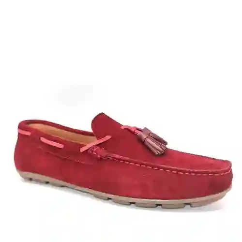 MOCASIN PIEL SERRAJE BORLAS BURDEOS BAMBU 81607