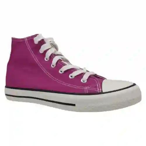 Zapatilla Lona morada Mujer Cordones Blancos 889