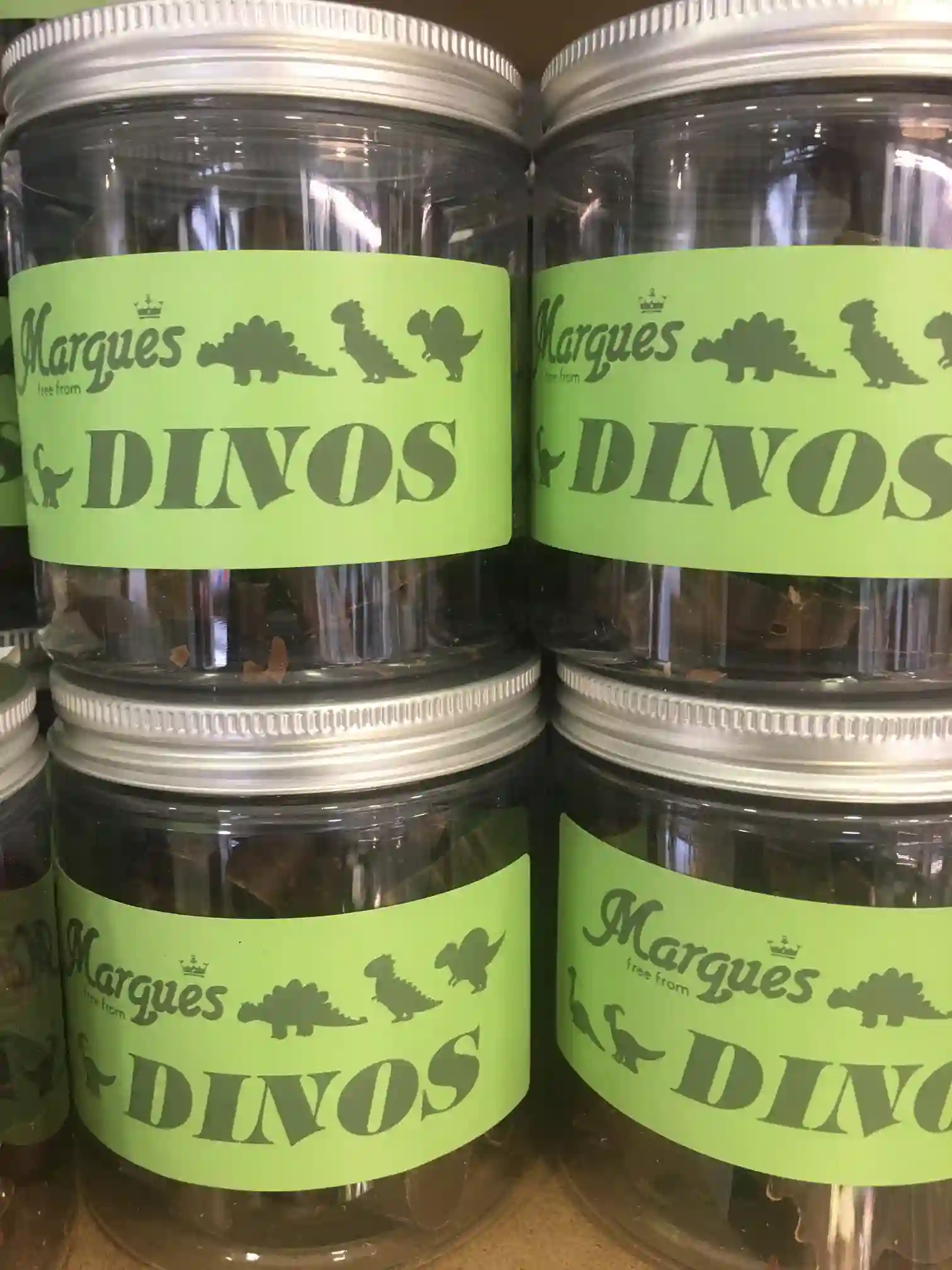 Dinos de chocolate Suave "Premiere". Bote de 100g.