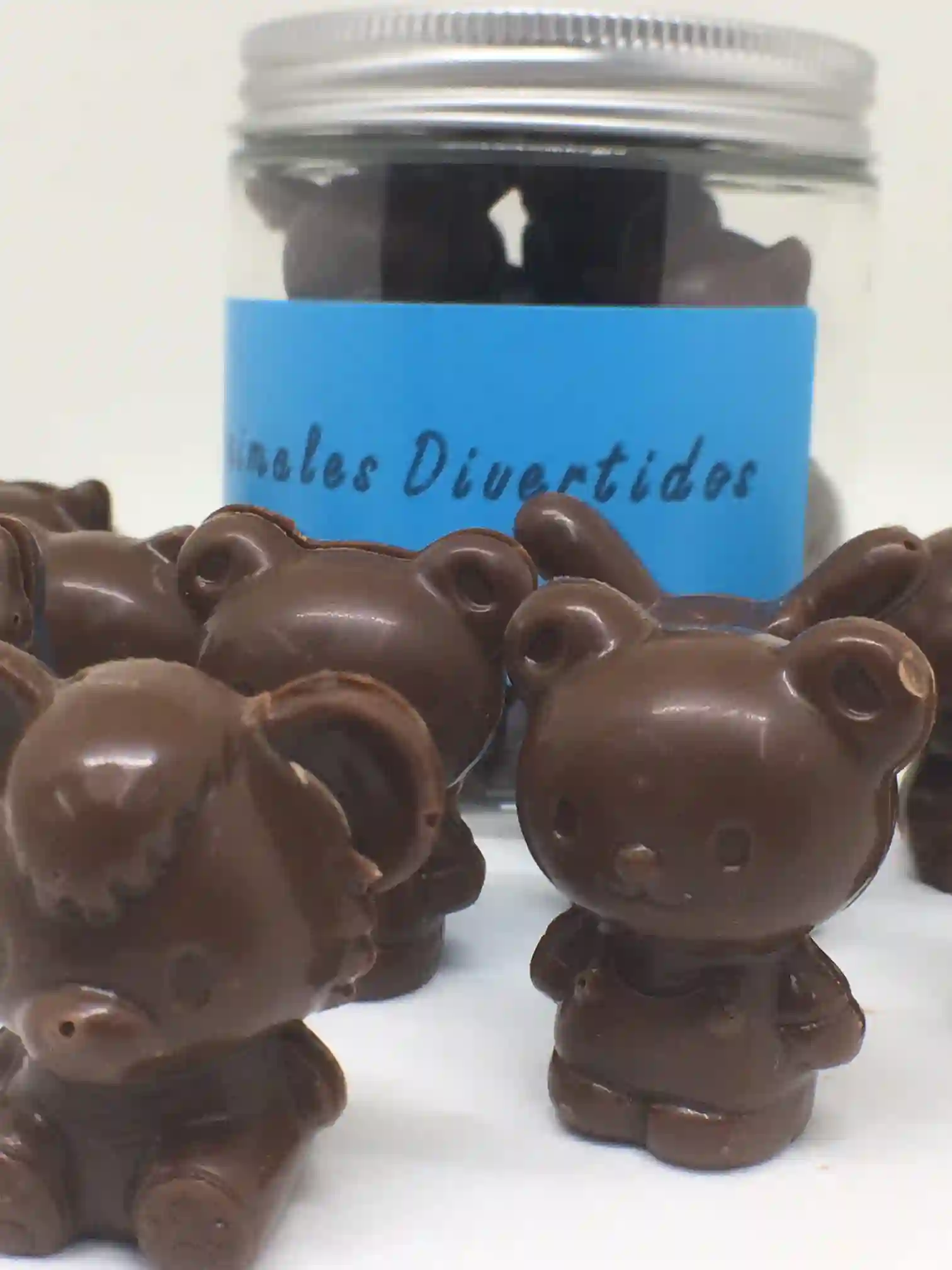 Animales Divertidos de Chocolate Premiere. Bote de 9 Unidades, 100g.