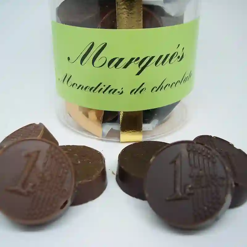Monedas de Chocolate Premiere, Bote de 15 Unidades.