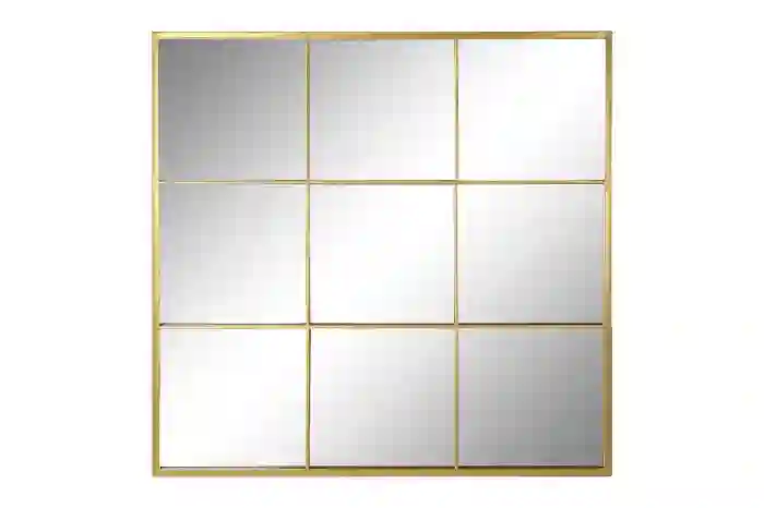 Espejo Ventana Hierro Dorado con 6 cuadrados (90x2x90)
