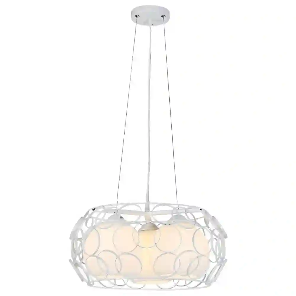 Lámpara de Techo Colgante Serie PEREGRINO en color BLANCO de tres luces realizado en metal y con tulipas de cristal