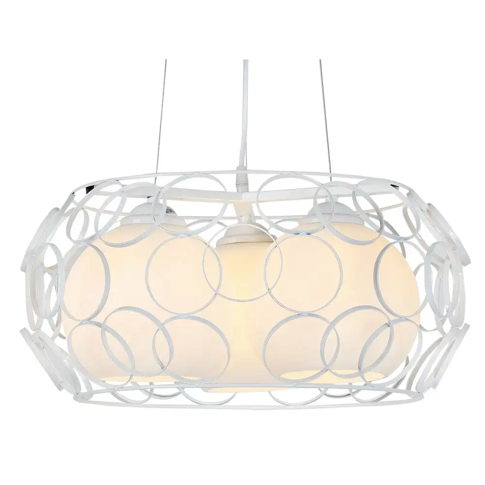 Lámpara de Techo Colgante Serie PEREGRINO en color BLANCO de tres luces realizado en metal y con tulipas de cristal - Imagen 2