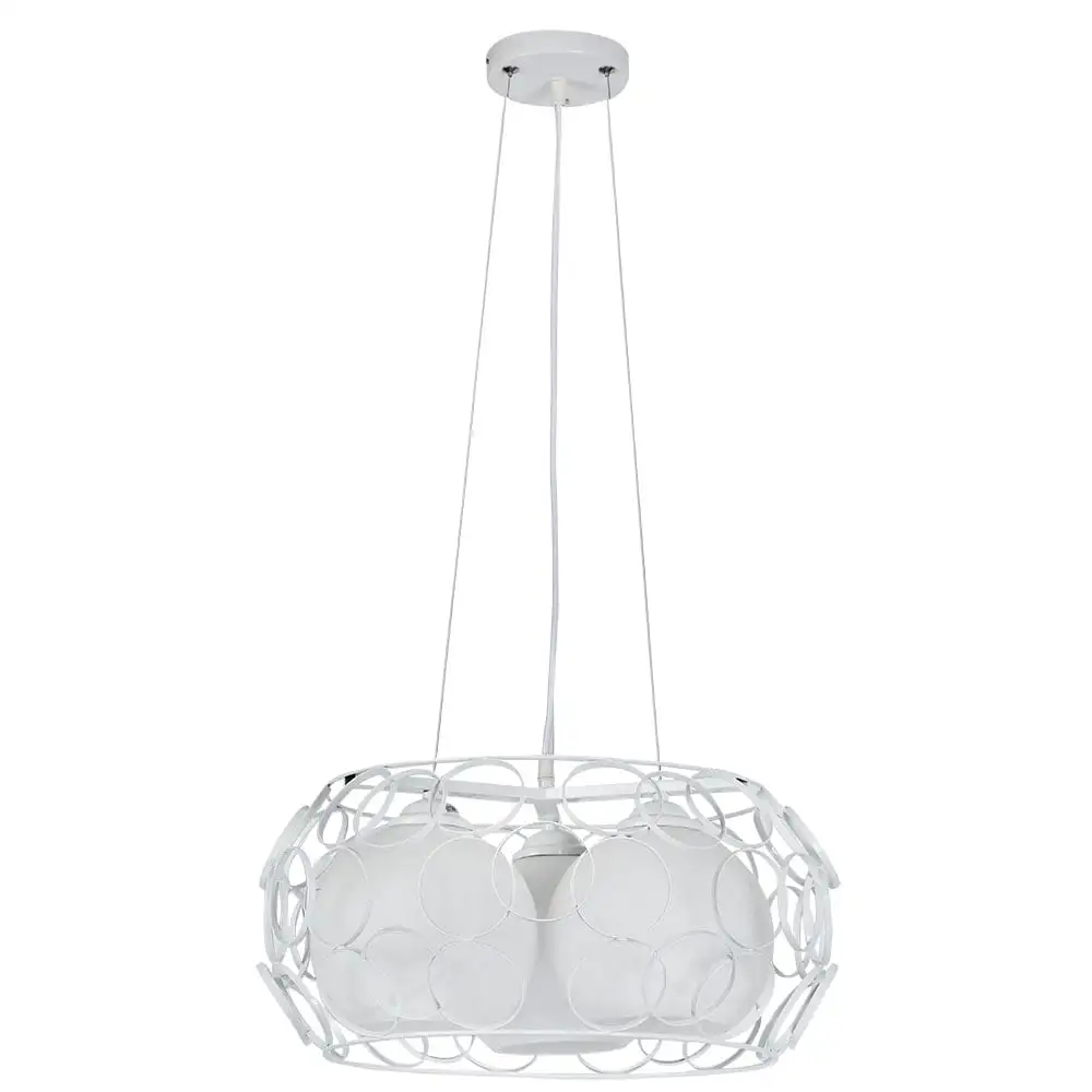 Lámpara de Techo Colgante Serie PEREGRINO en color BLANCO de tres luces realizado en metal y con tulipas de cristal - Imagen 3