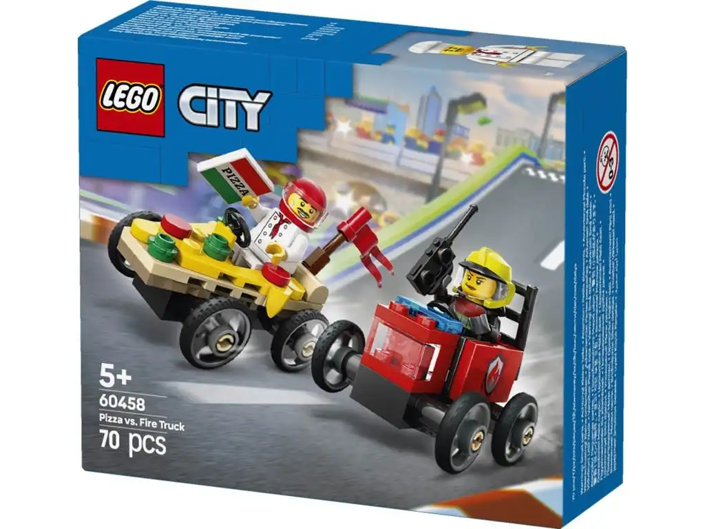 LEGO® 60458 Pack de Coches de Carreras: Pizza vs. Camión de Bomberos