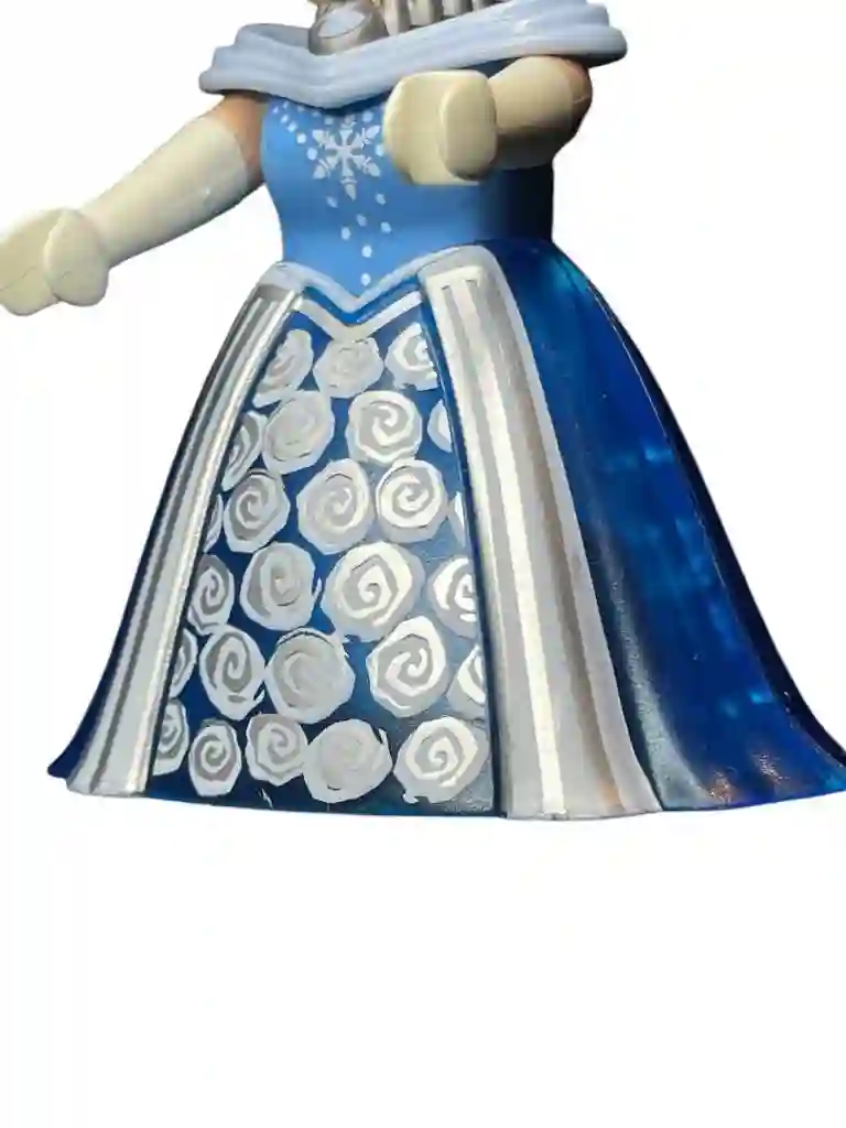 VES0090 Falda Pomposa Azul Translucido Flores Acero