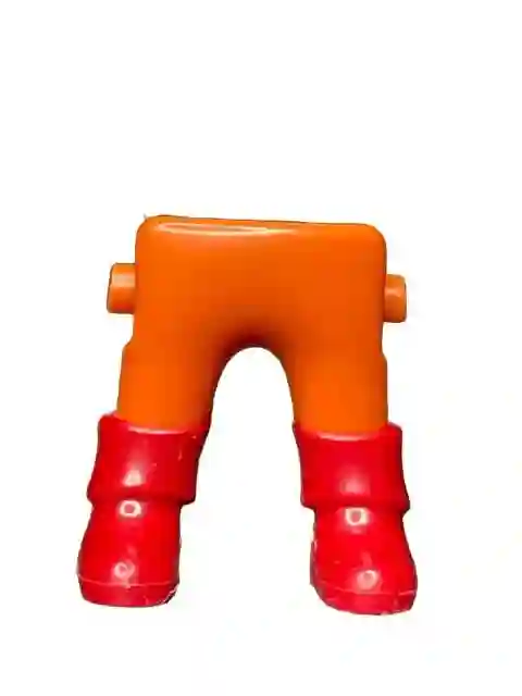 Piernas_0656 Pantalón Naranja Enano Bota Roja