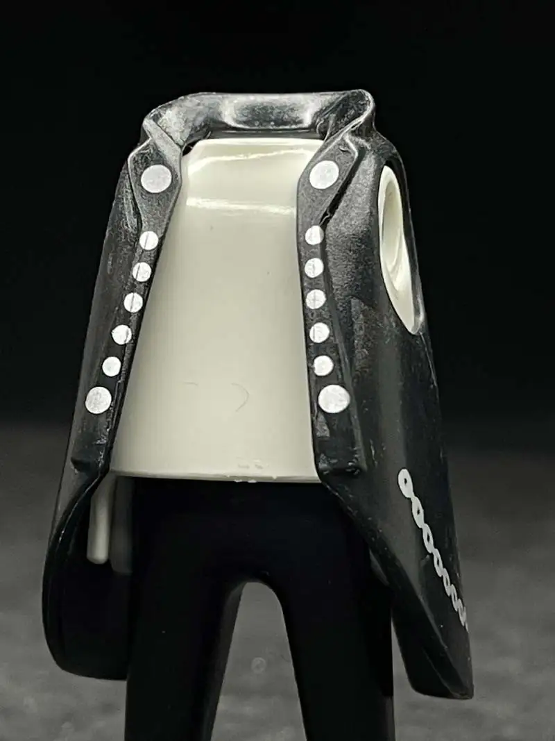 Torso_0313 Chaqué Negro Botonadura Plata Y Cadena