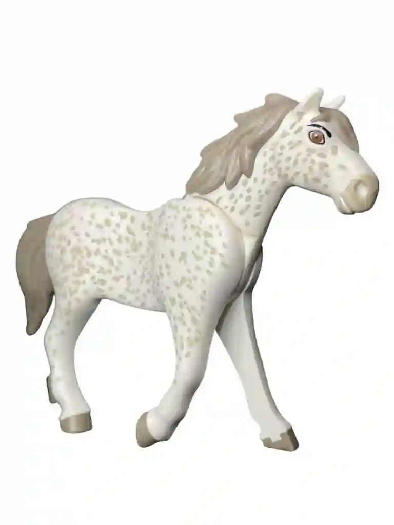 A_0747 Caballo V3 Blanco Pintas Crin Gris