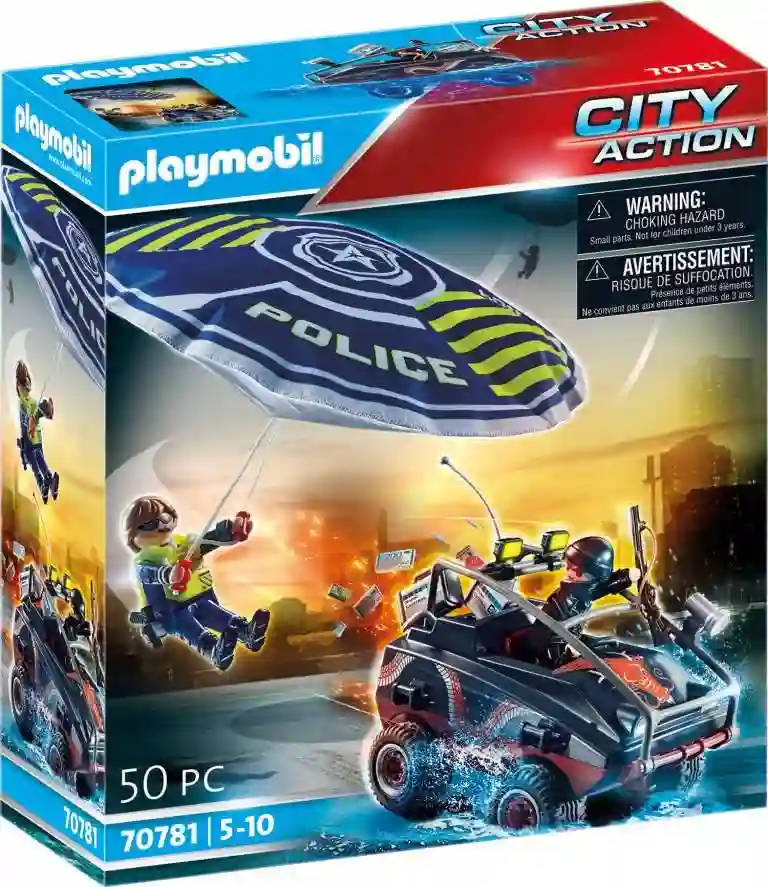 PlayMobil® 70781 Policía Paracaídas: perseguridad del vehículo anfibio