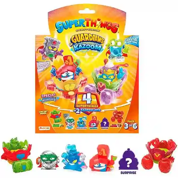 Superthings Pack 4 Naranja, Guardianes de Kazoom