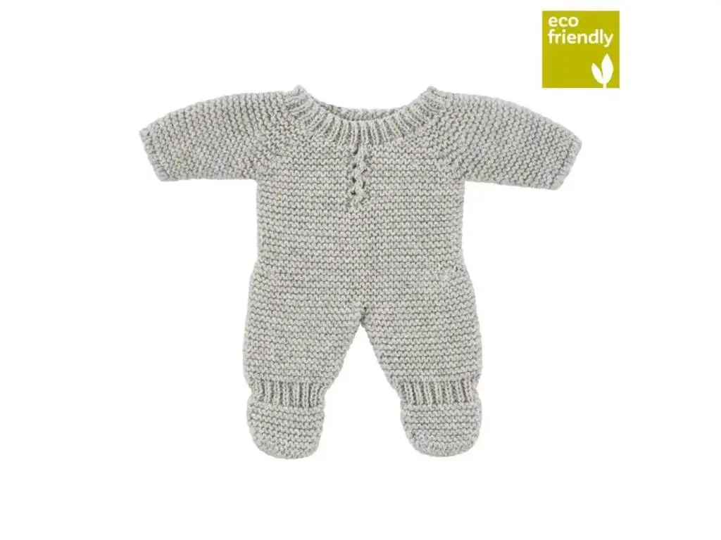 Pijama de Punto de Color Gris para Muñecos de 21cm