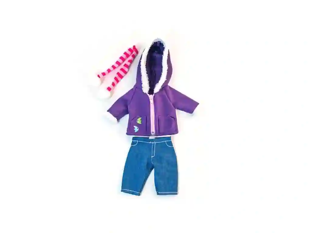 Ropa Conjunto Frío Polar Lila para Muñeco 32 cm