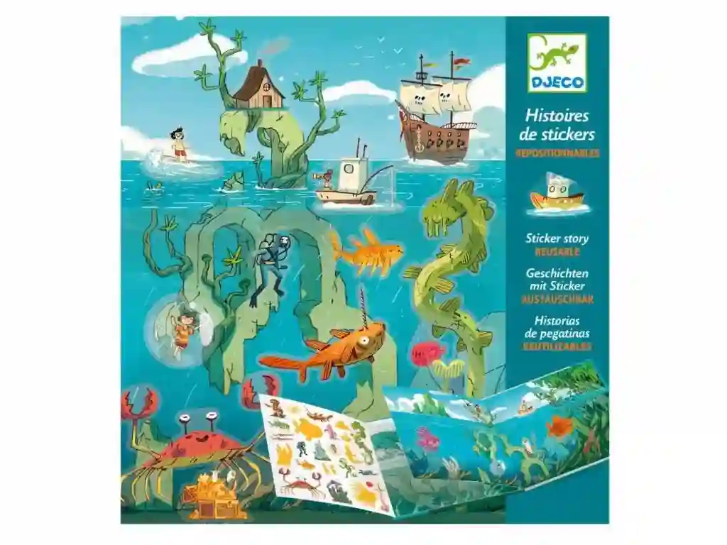 Djeco: Historias de Pegatinas Reutilizables - Aventuras en el Mar