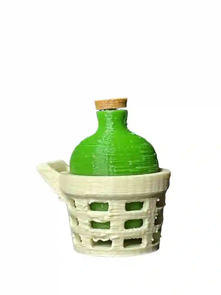 3D0023 Cesta Marfil Con Garrafa de vino