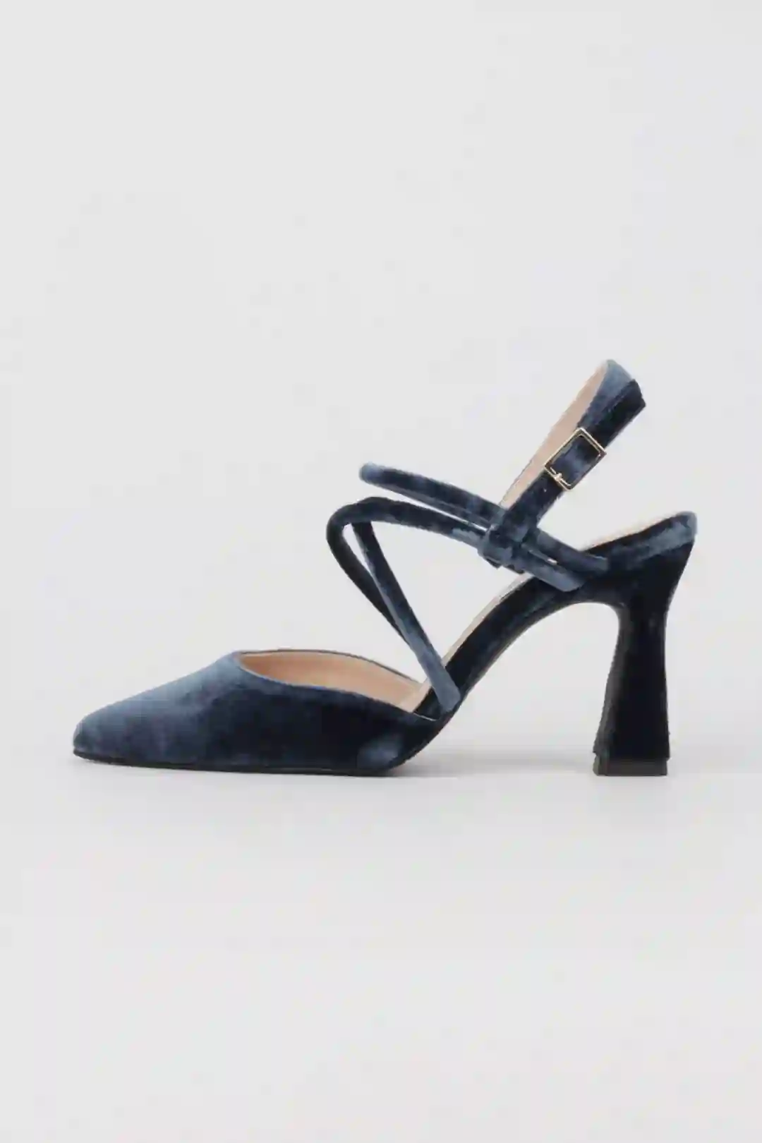 Zapatos Destalonados Terciopelo Azul