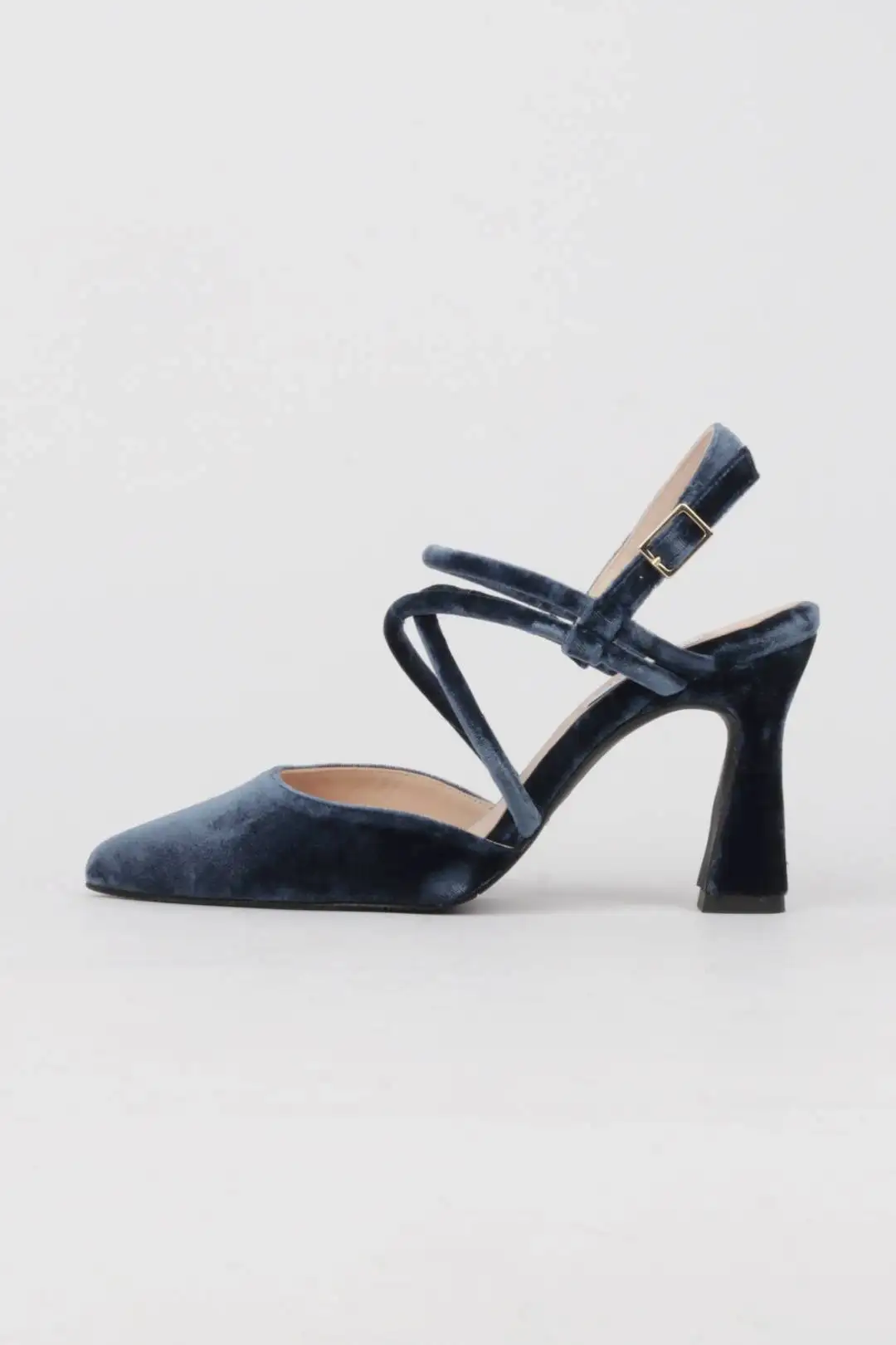 Zapatos Destalonados Terciopelo Azul