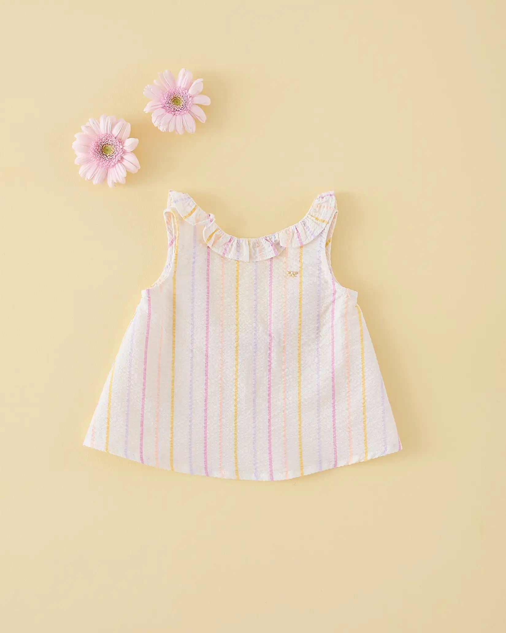 Blusa seersuker rayitas malva