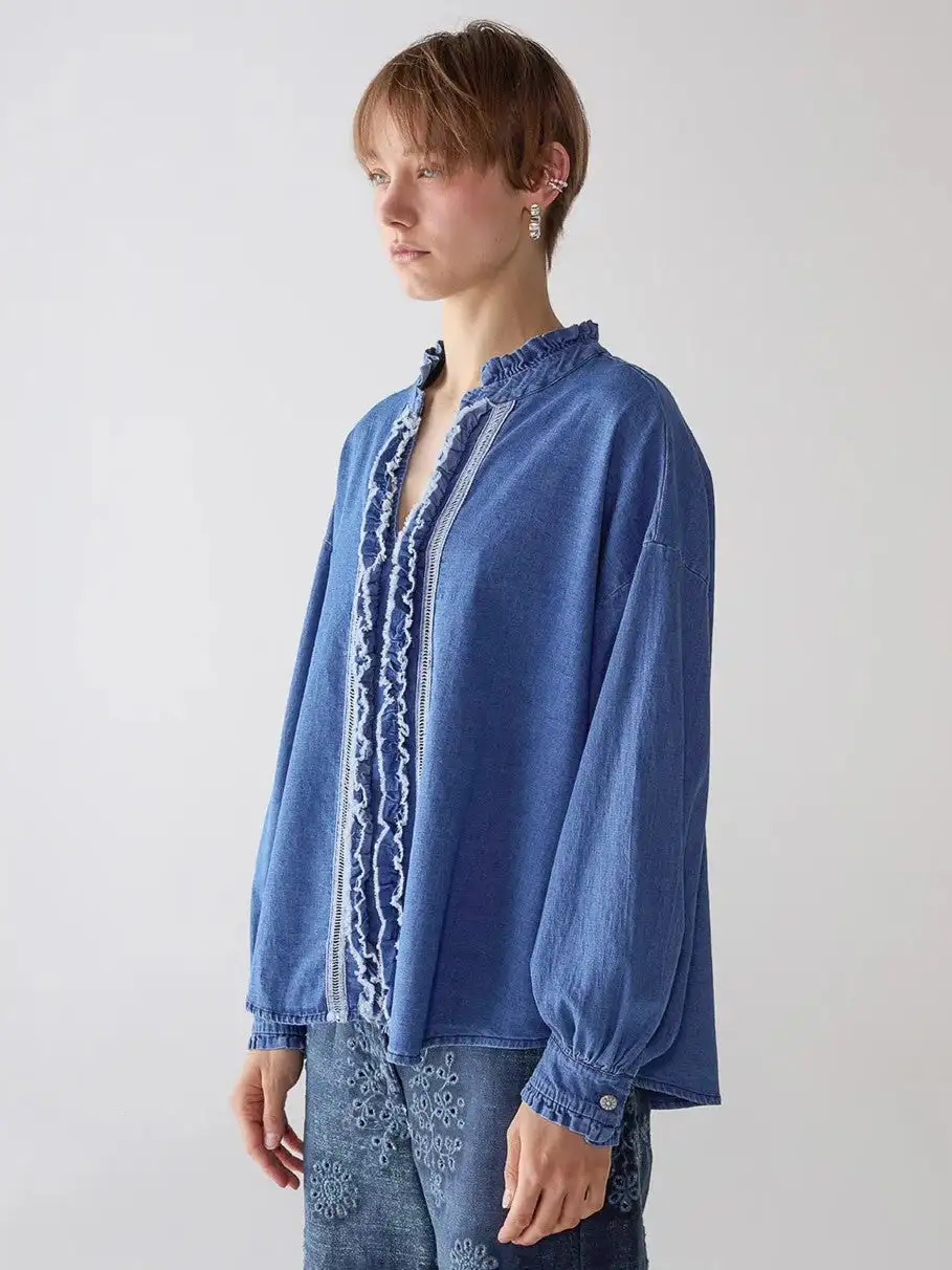 Top de volantes de Chambray - Imagen 3