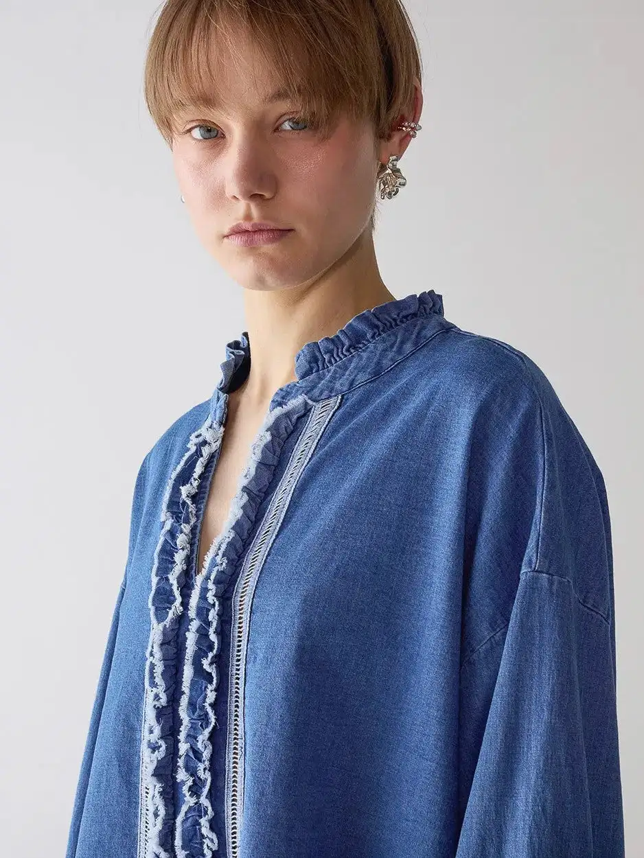 Top de volantes de Chambray - Imagen 4