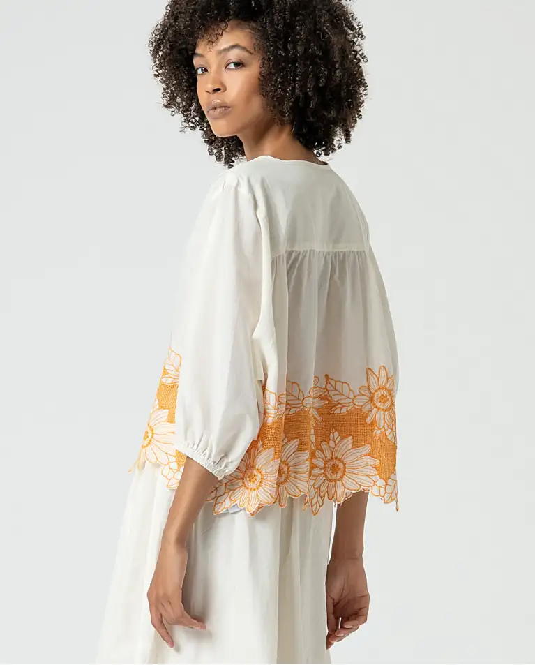 Blusa oversize con bordado BLANCO - Imagen 5