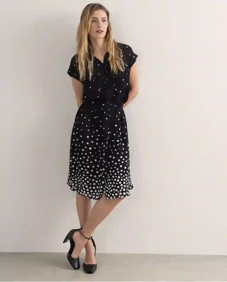 Vestido camisero corto NEGRO