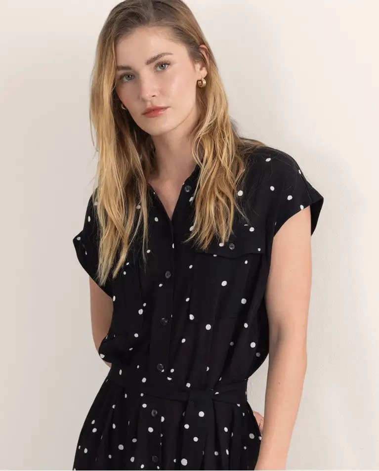Vestido camisero corto NEGRO - Imagen 2