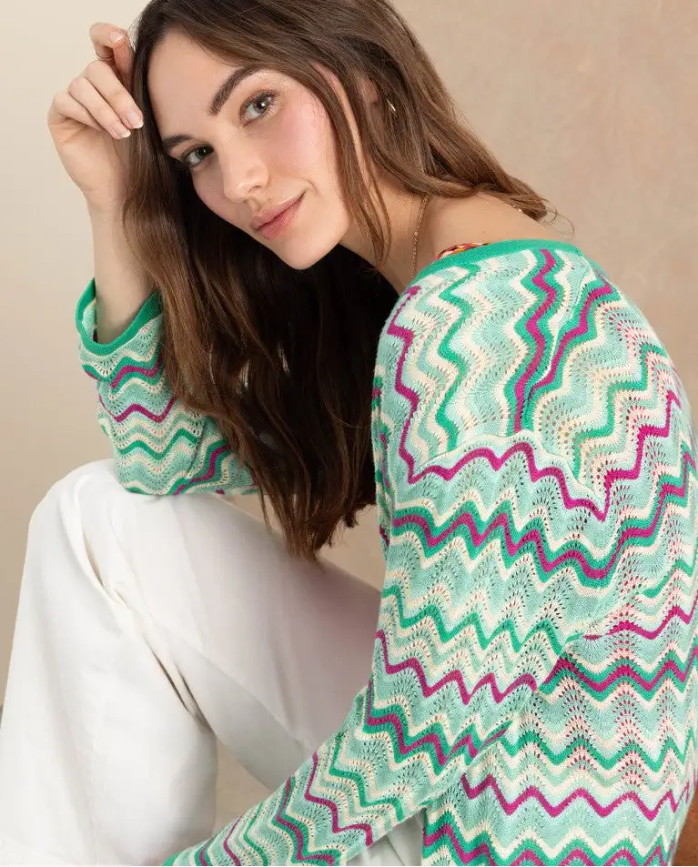 Cárdigan tricot verde - Imagen 3