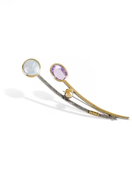 Broche de perla y amatista