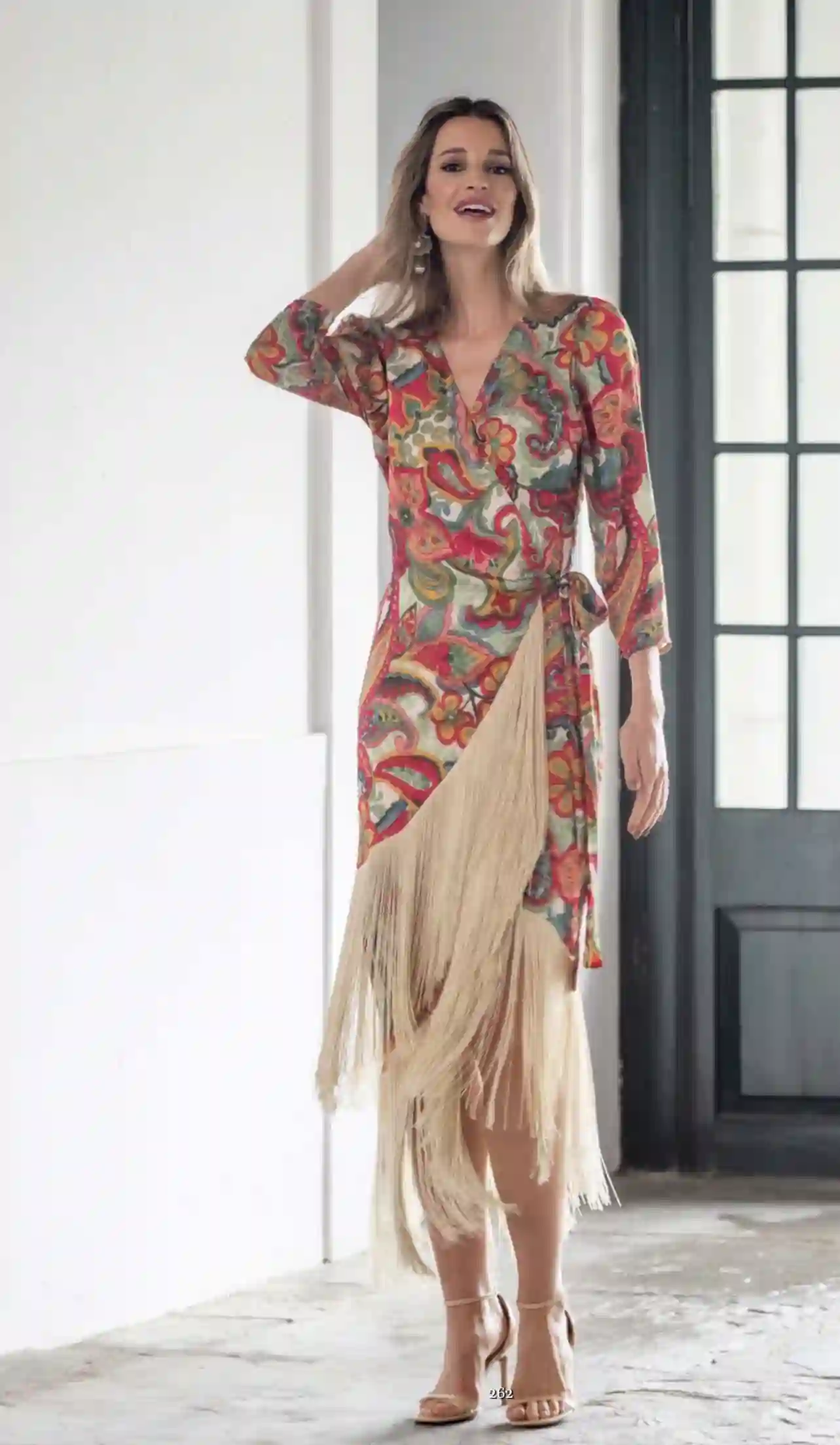 Vestido Midi de Seda Con Pasamanería de Seda