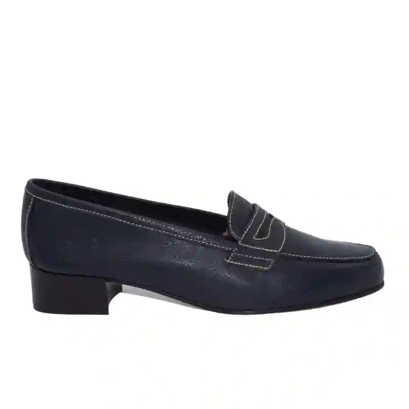 MOCASIN CON ANTIFAZ Y TACON AZUL