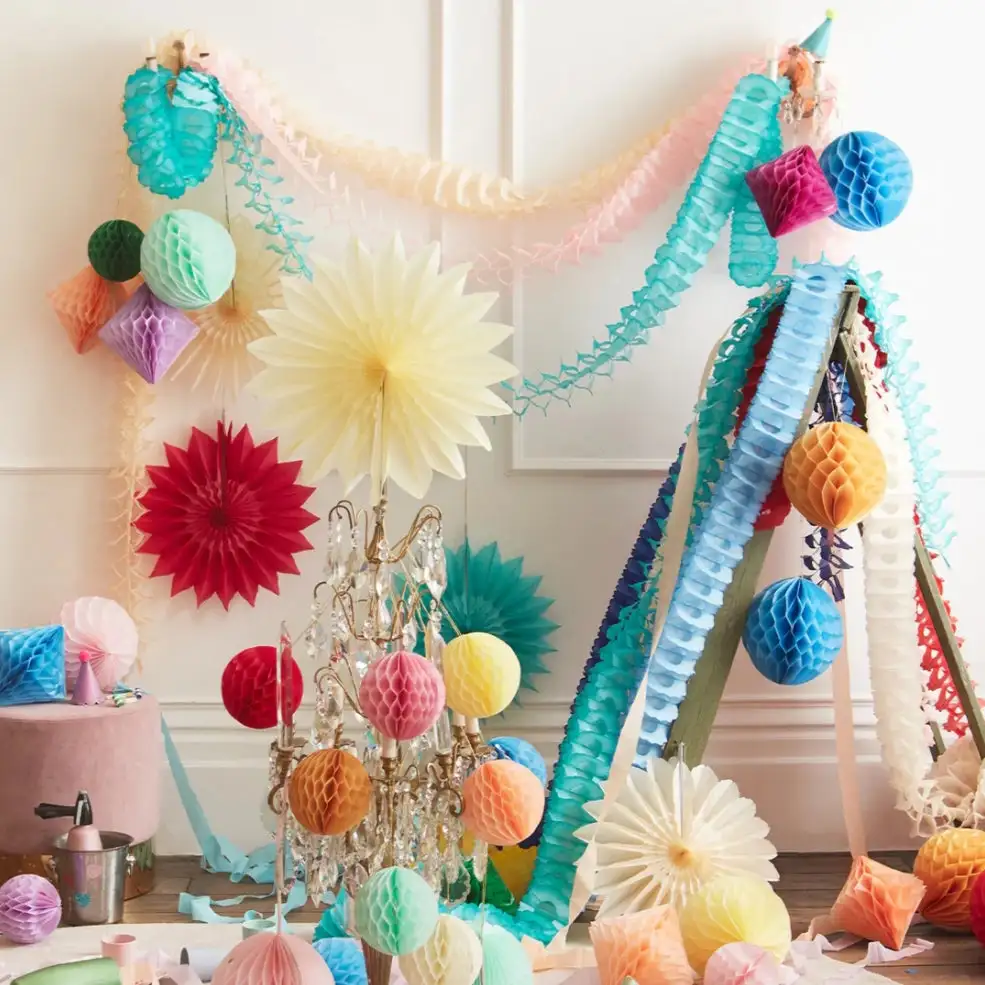 3 Pink Honeycomb Garlands - Image 3