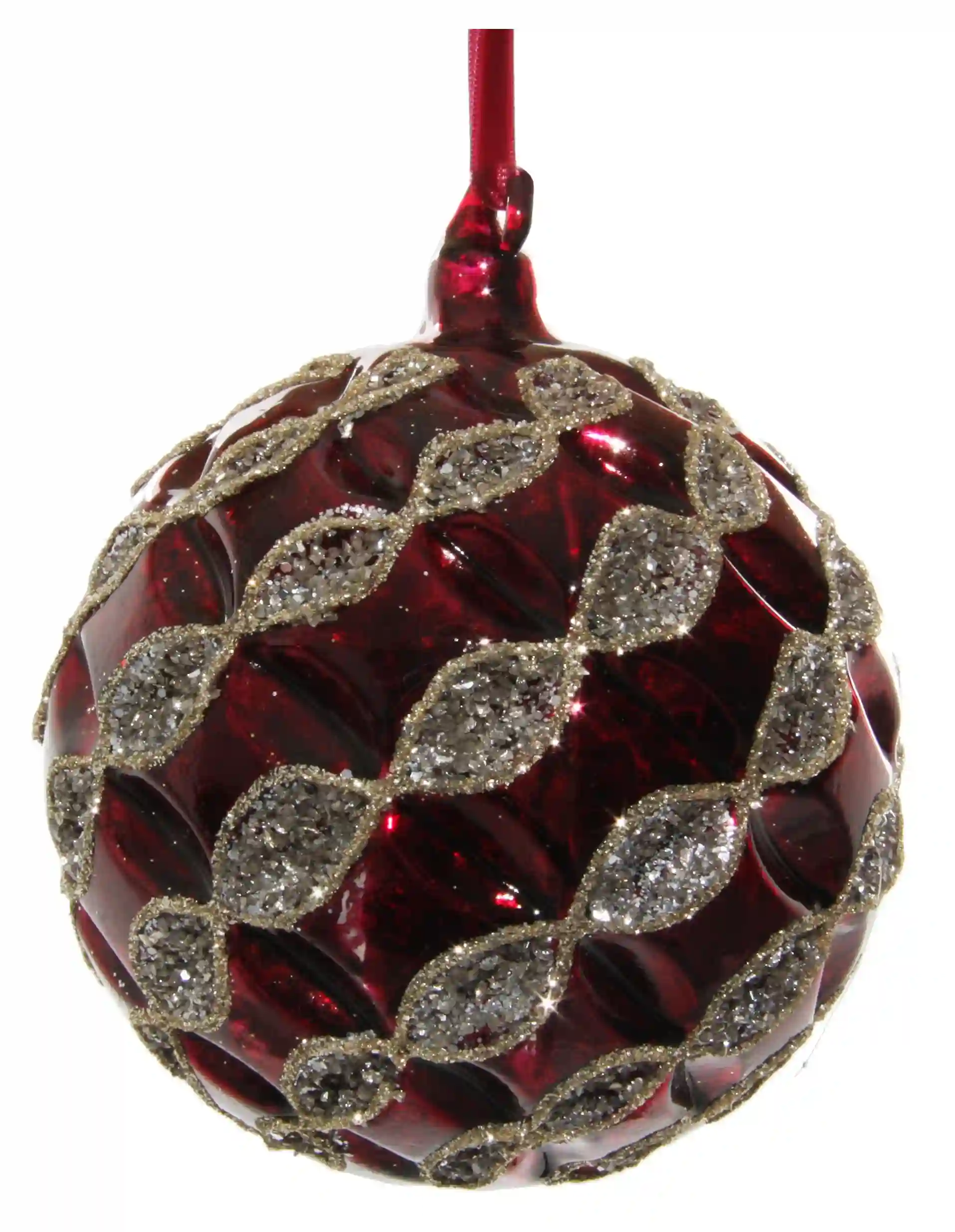 Bola de cristal rojo y plata