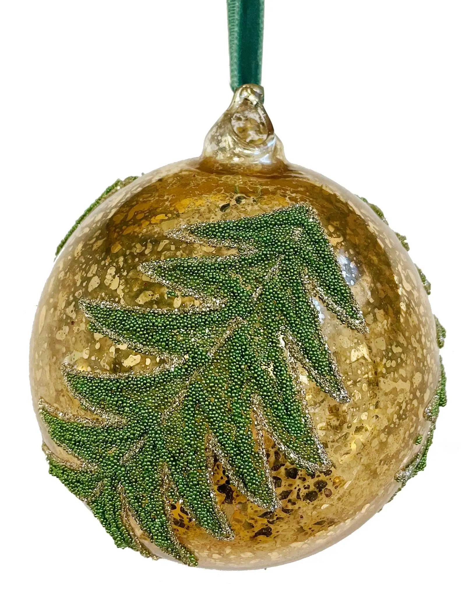 Golden ball with Christmas tree