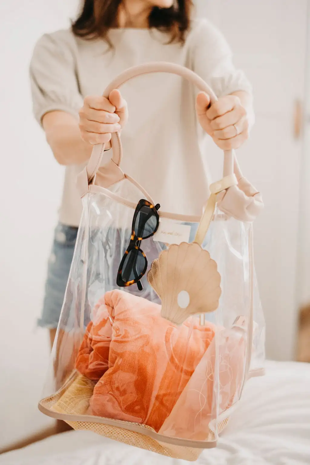 Bolso de playa beige