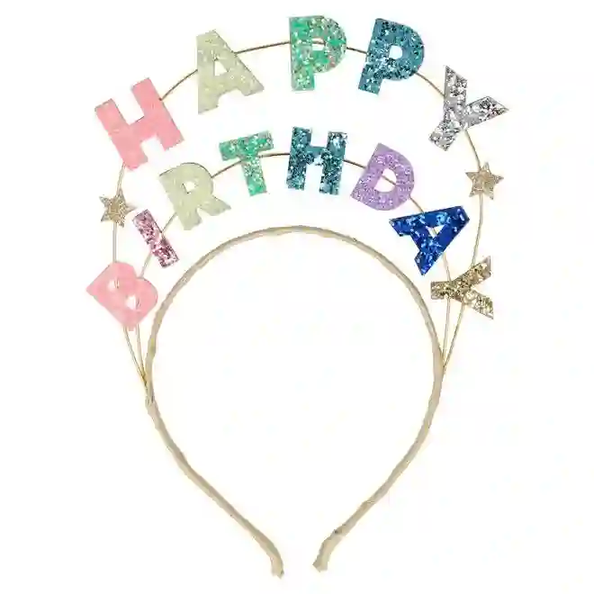 Diadema con purpurina de feliz cumpleaños