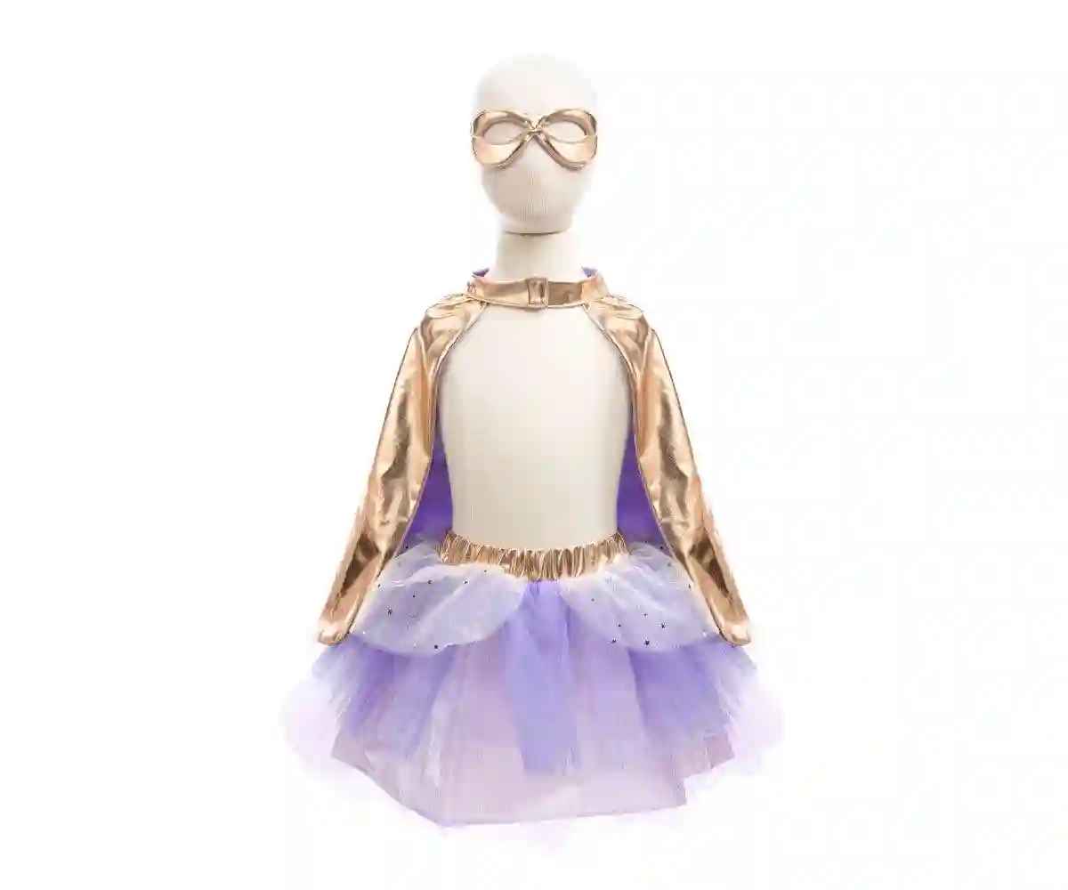 Gold superheroin/lilac costume size 4-6 years