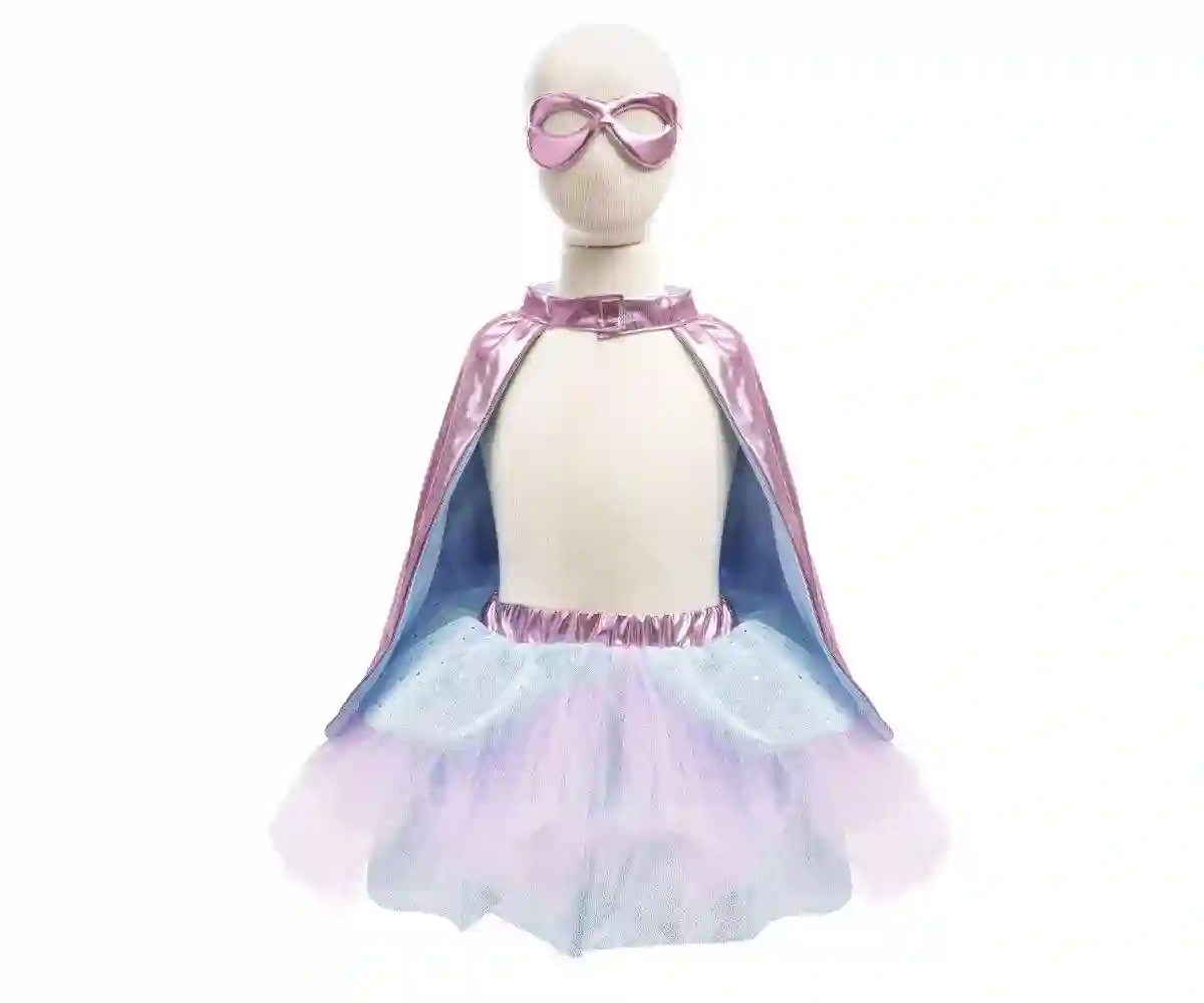 Disfraz superheroína rosa/azul clarito Talla 4-6 años
