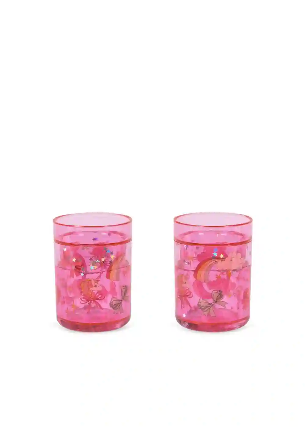 Pack 2 vasos purpurina- Arcoiris y unicornio