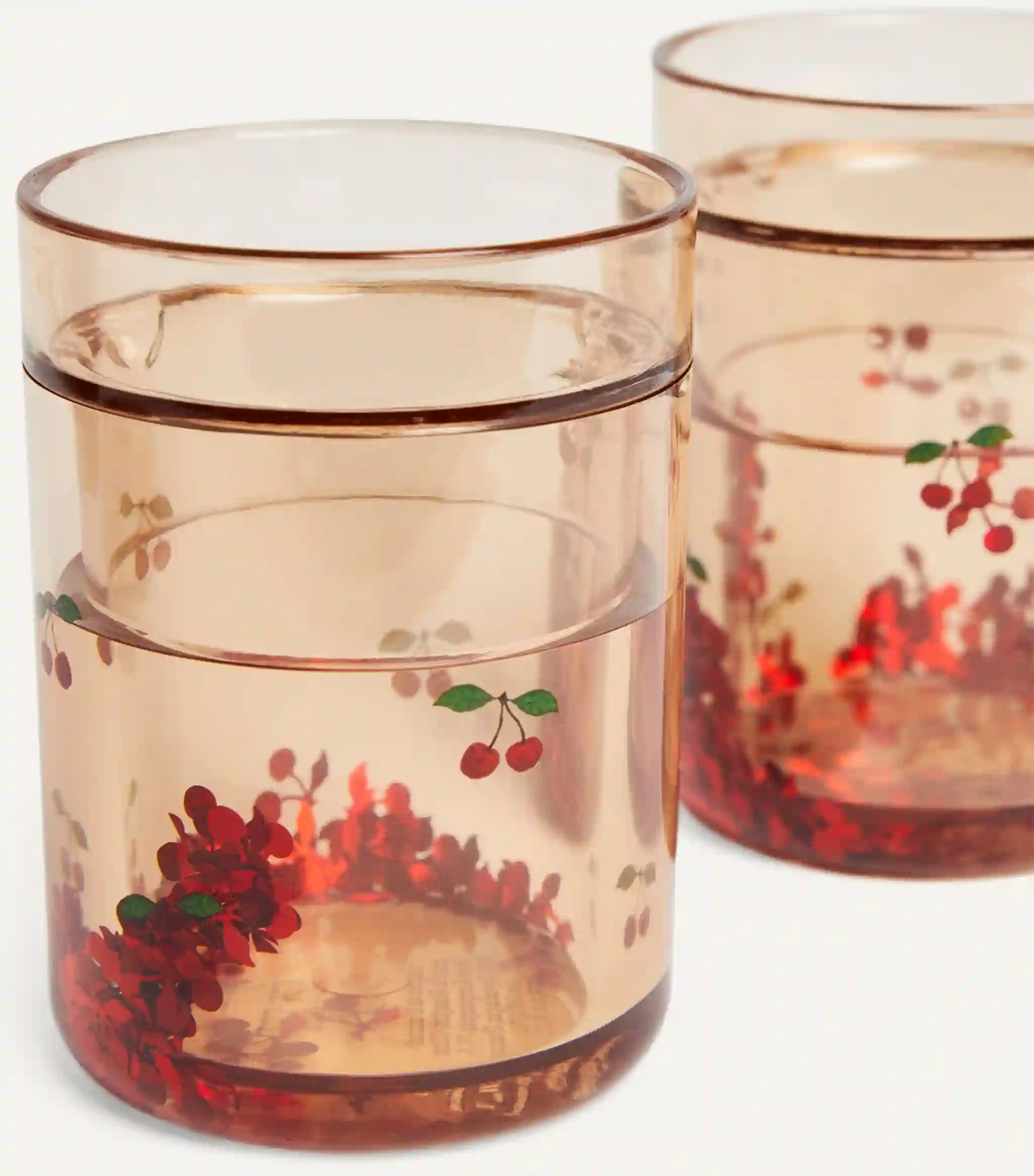 Pack of 2 cherry vessels with glitter