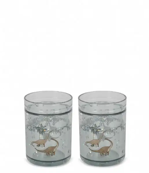 Pack de 2 vasos Dinosaurio con purpurina