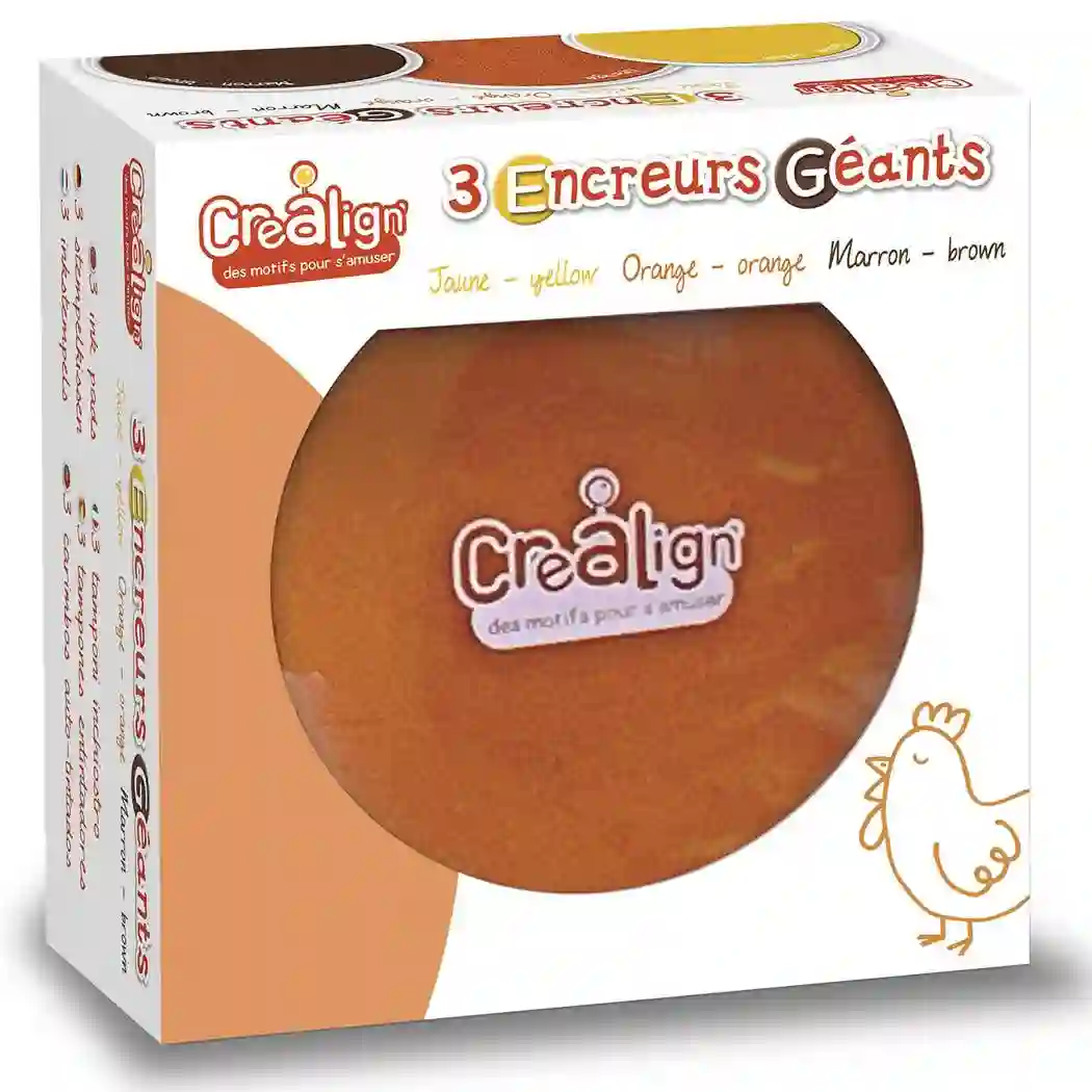 Pack of 3 round giant inks: yellow, orange and brown