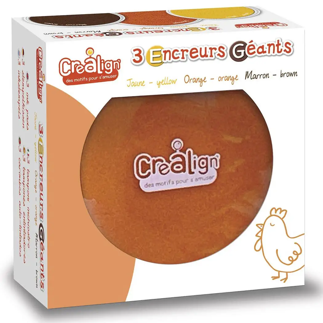 Pack of 3 round giant inks: yellow, orange and brown