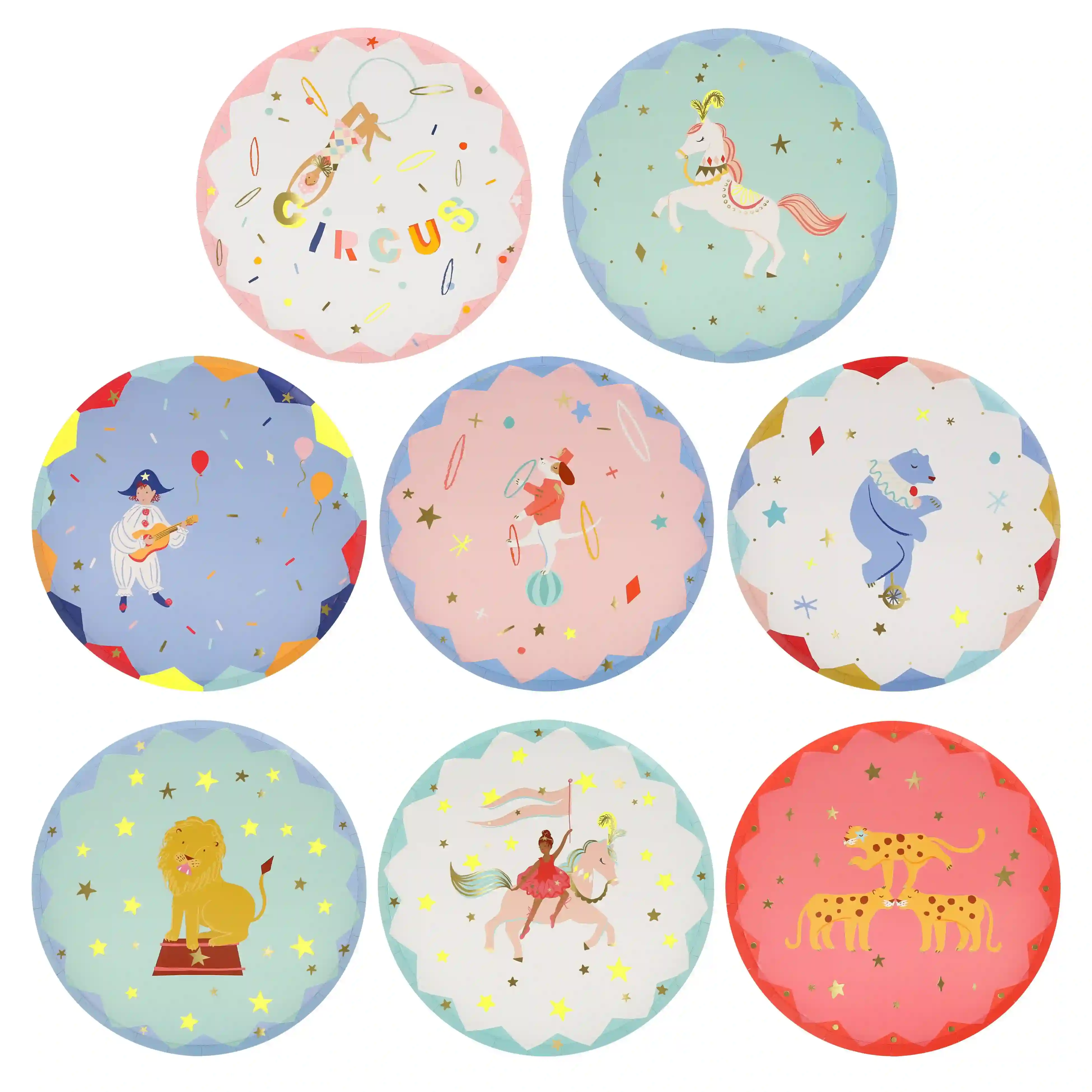 Dishes with circus icons
