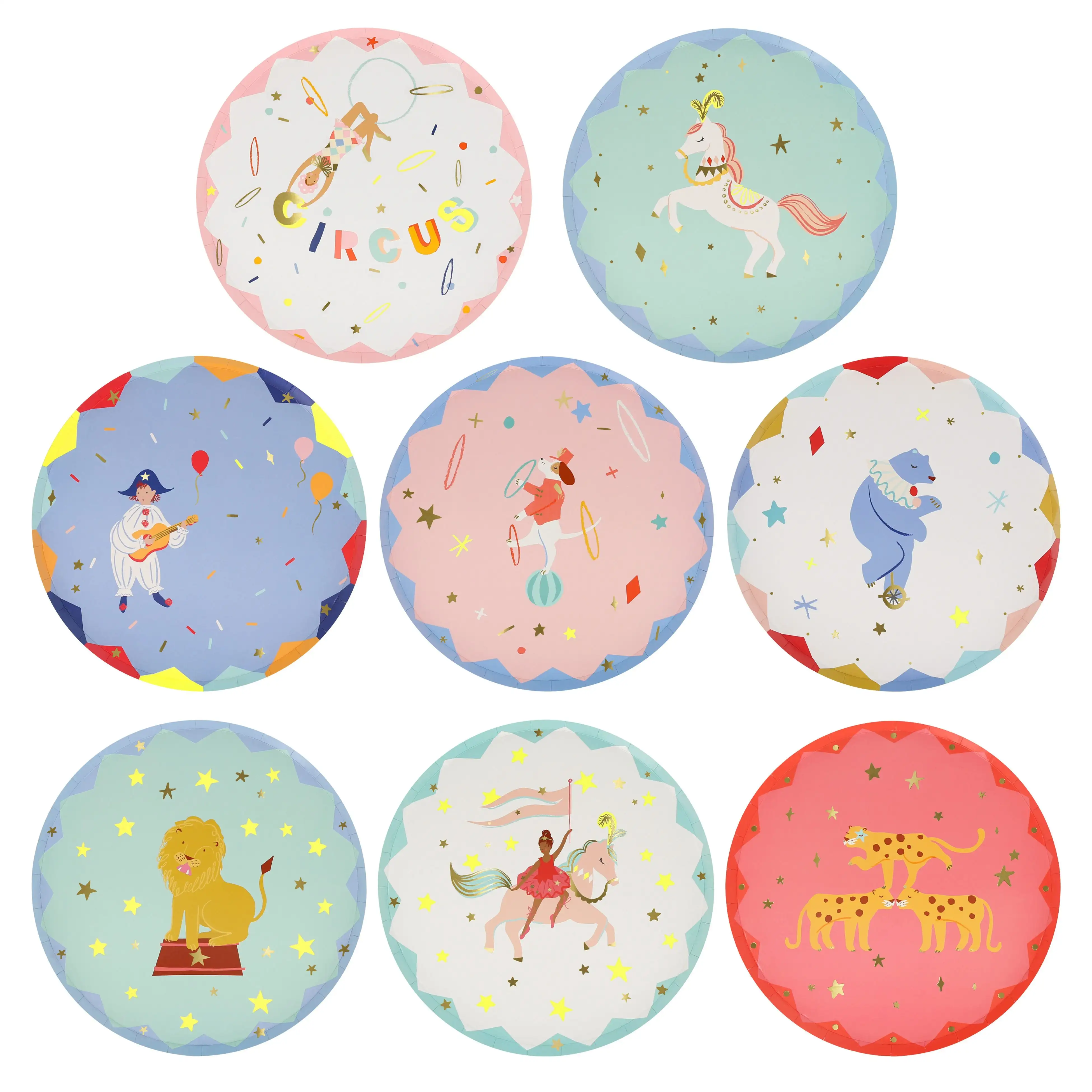 Dishes with circus icons